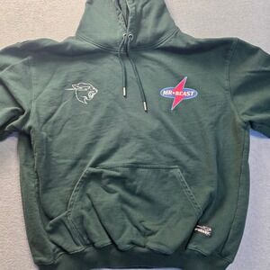 MrBeast Hoodie Mens Large Green Pullover Graphic Logo YouTube Sweatshirt